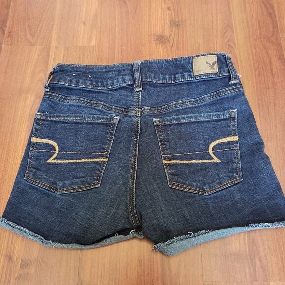 AMERICAN EAGLE DARK  CUT OFF COTTON SHORTS SIZE 4 - Picture 5 of 5